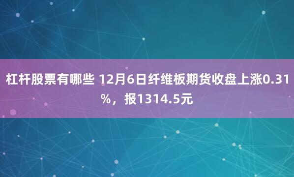 杠杆股票有哪些 12月6日纤维板期货收盘上涨0.31%，报1314.5元