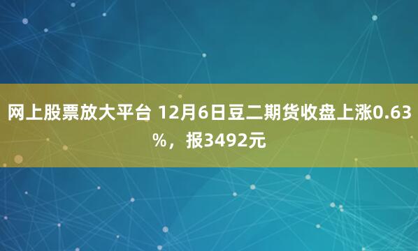 网上股票放大平台 12月6日豆二期货收盘上涨0.63%，报3492元