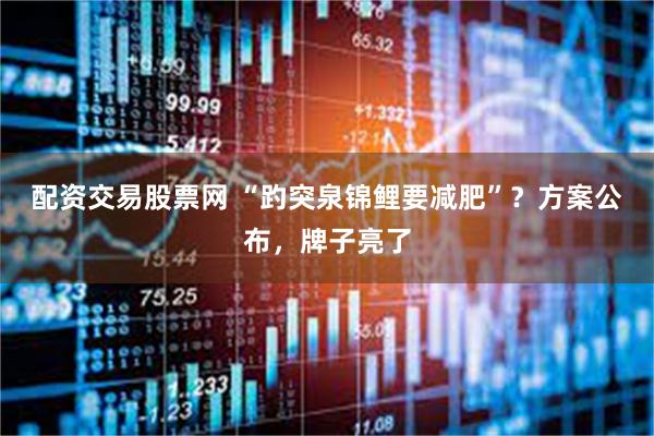 配资交易股票网 “趵突泉锦鲤要减肥”？方案公布，牌子亮了