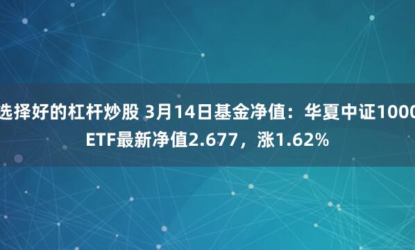 选择好的杠杆炒股 3月14日基金净值：华夏中证1000ETF最新净值2.677，涨1.62%