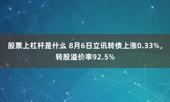 股票上杠杆是什么 8月6日立讯转债上涨0.33%,转股溢价率92.5%